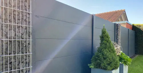 kombizaun glatte platte mit gabionen 500